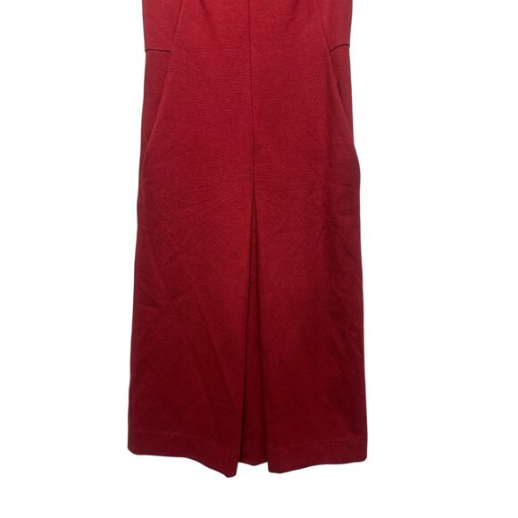 Cos Sheath Midi Long Dress Womens Size 6 Red Pleated Office Minimalist Pockets - Picture 6 of 13